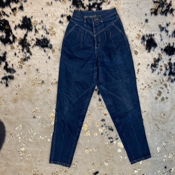 Chic 80s Vintage Dark Wash High Rise Denim Jeans Size 4 - Picture 1 of 6